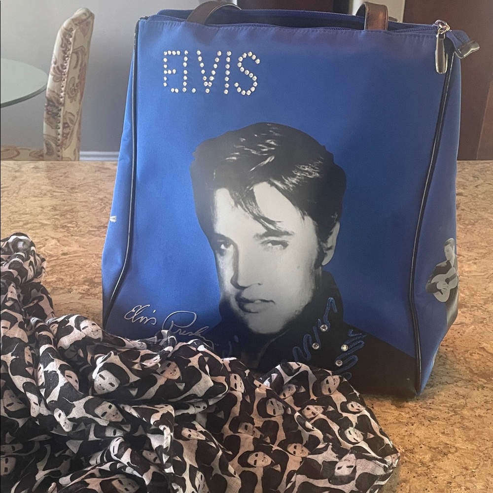 Elvis shoulder tote bag and scarf